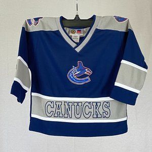 Vintage NHL Official Canucks Jersey Mighty Mac Sports Boy's Kid's Unisex